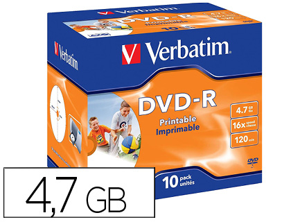 10 DVD-R Verbatim 4.7GB 16x 120 minutos